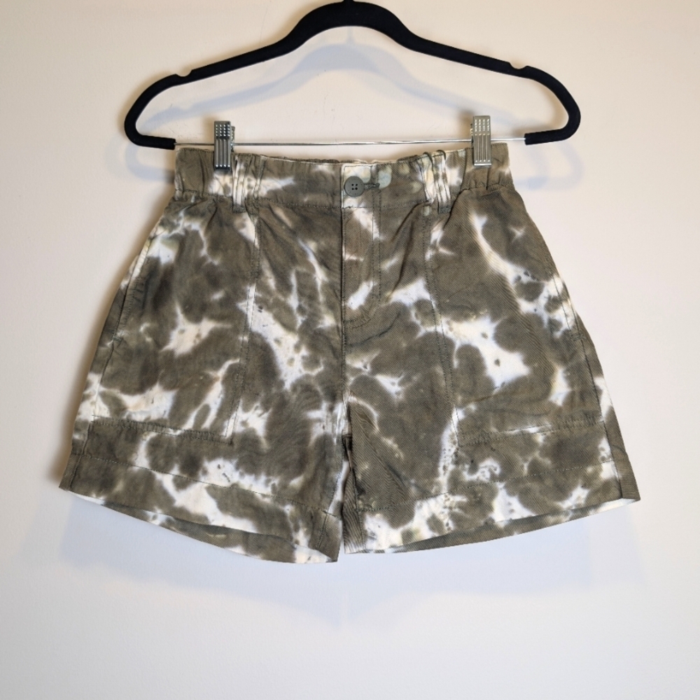 Sanctuary Helious Green White Tie-Dye Carpenter Utility Shorts 25